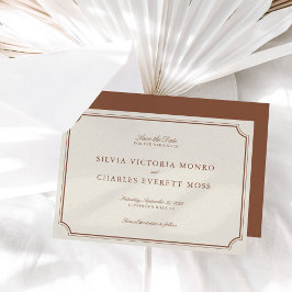 Classic Elegant Bruin & Ecru Bruiloft Save the Dat