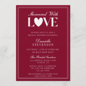 Classic Elegant Burgundy Valentines Bridal Shower Kaart (Voorkant)