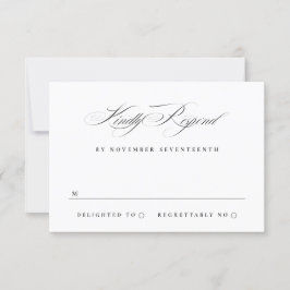 Classic Elegant Calligrafie Zwart Stropdas bruilof RSVP Kaartje