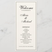 Classic elegant calligraphy black ivory wedding programmakaart (Voorkant)