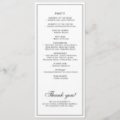 Classic elegant calligraphy black white wedding programmakaart (Achterkant)