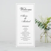 Classic elegant calligraphy black white wedding programmakaart (Staand voorkant)