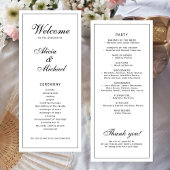 Classic elegant calligraphy black white wedding programmakaart