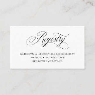 Classic Elegant Calligraphy Cadeau Registry Kaarte Informatiekaartje