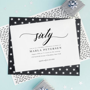 Classic Elegant Calligraphy Script 60th Birthday Kaart
