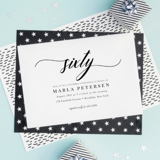 Classic Elegant Calligraphy Script 60th Birthday Kaart