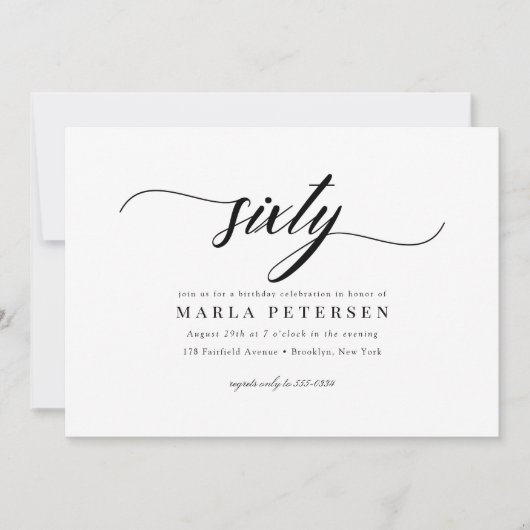 Classic Elegant Calligraphy Script 60th Birthday Kaart (Voorkant)