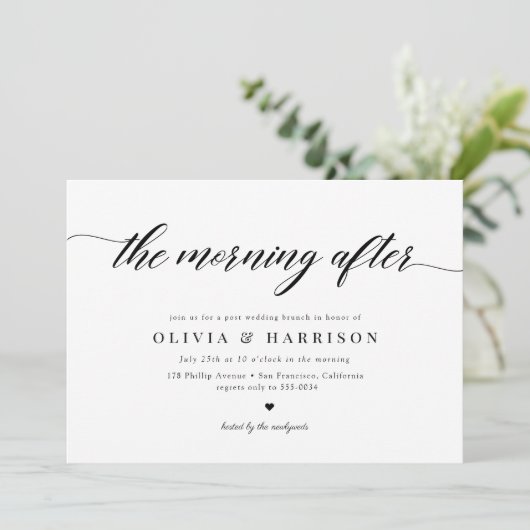 Classic Elegant Calligraphy Script Wedding Brunch Kaart (Staand voorkant)