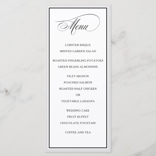 Classic Elegant Calligraphy Script Wedding Menu (Voorkant)