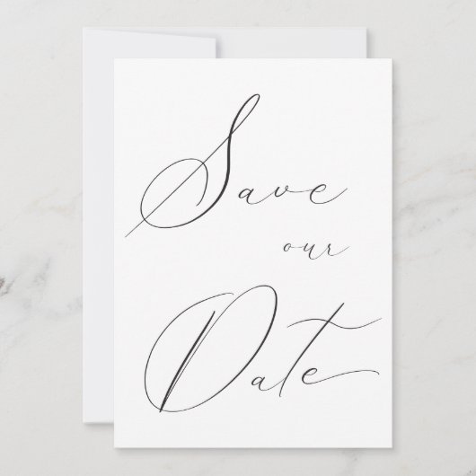 Classic Elegant Calligraphy Wedding Photo Save The Date (Voorkant)