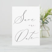 Classic Elegant Calligraphy Wedding Photo Save The Date (Staand voorkant)