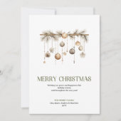 Classic Elegant Christmas Ornament Neutral Gold  Feestdagenkaart (Voorkant)