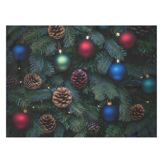 Classic Elegant Christmas Tree Ornaments Tafelkleed (Voorkant (Horizontaal))