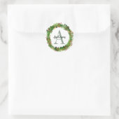 Classic Elegant Christmas Wreath Monogram Initiaal Ronde Sticker (Tas)