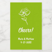 Classic & Elegant Citrus Green Floral Sketch Wijn Etiket (Enkel label)