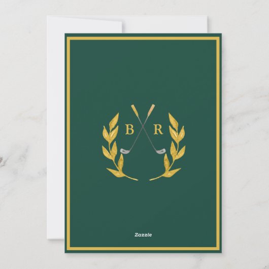 Classic Elegant Custom Monogram Golf Theme  Kaart (Achterkant)