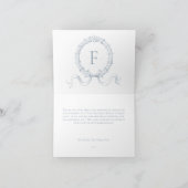 Classic Elegant Dusty Blue Floral Frame Wedding Bedankkaart (Binnen)