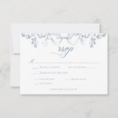 Classic Elegant Dusty Blue Floral Swag Wedding RSVP Kaartje (Voorkant)