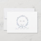 Classic Elegant Dusty Blue Floral Swag Wedding RSVP Kaartje (Achterkant)