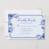 Classic Elegant Dusty Blue Flower Chinoiserie RSVP (Voorkant)