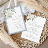 Classic Elegant Dusty Blue Ivory Floral Wedding Kaart