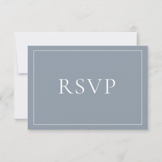 Classic Elegant Dusty Blue Script RSVP Kaartje (Voorkant)