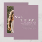Classic Elegant Dusty Paars Wedding Couple Foto Save The Date (Voorkant / Achterkant)