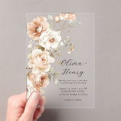 Classic Elegant Floral Acrylic Wedding Invitation Acryl Uitnodigingen (Insitu (Draagbaar))