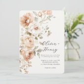 Classic Elegant Floral Rounded Wedding Invitation Kaart (Staand voorkant)