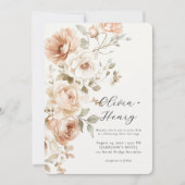Classic Elegant Floral Rounded Wedding Invitation Kaart (Voorkant)