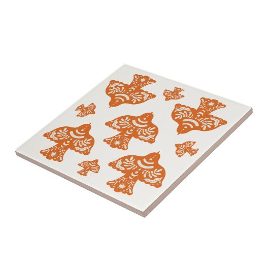 Classic elegant folk art birds Italian  Tegeltje (Zijkant)