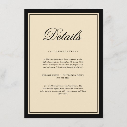 Classic Elegant Frame Wedding Details Enclosure  Informatiekaartje (Voorkant)