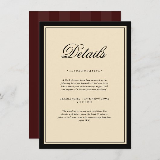 Classic Elegant Frame Wedding Details Enclosure  Informatiekaartje (Voorkant / Achterkant)