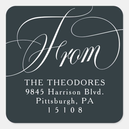 Classic elegant from navy blue return address vierkante sticker (Voorkant)