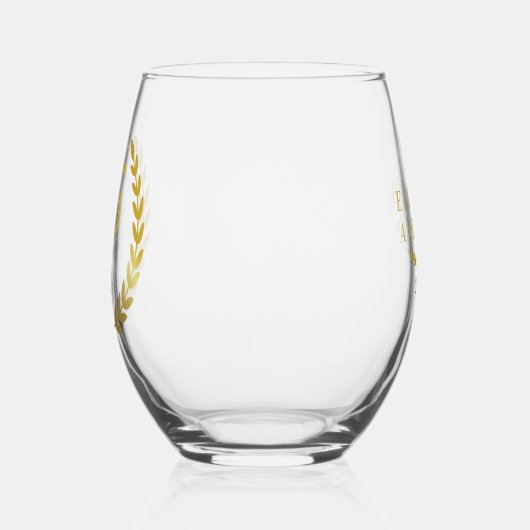 Classic Elegant Gold Krans Jubileum Datum Naam Wijnglas Zonder Voet (Links)