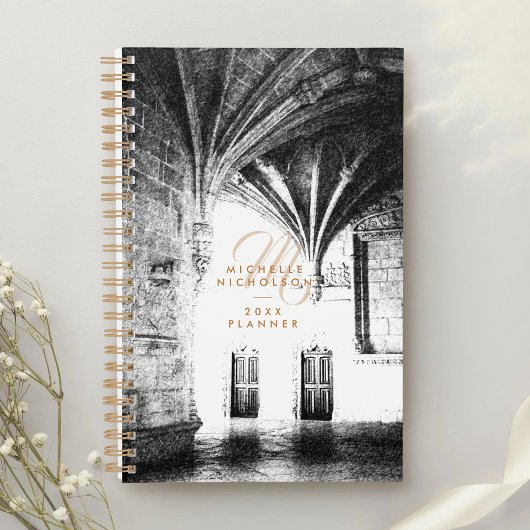 Classic Elegant Gothic Arch Stylish Monogram Planner