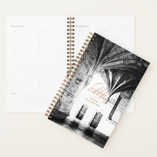 Classic Elegant Gothic Arch Stylish Monogram Planner (Display)
