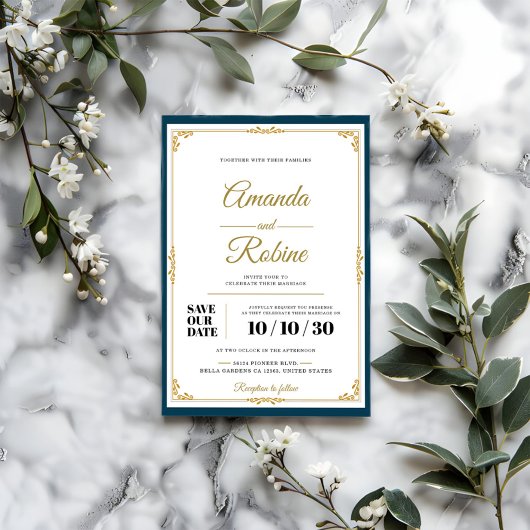 Classic Elegant Goud Lijst Uitnodiging