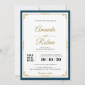 Classic Elegant Goud Lijst Uitnodiging (Voorkant)