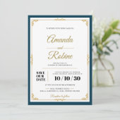 Classic Elegant Goud Lijst Uitnodiging (Staand voorkant)