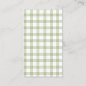 Classic Elegant Green Gingham Baby Shower Registry Informatiekaartje (Achterkant)