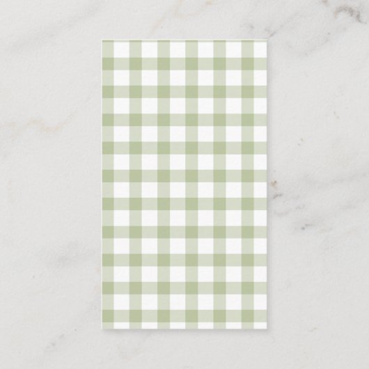 Classic Elegant Green Gingham Baby Shower Registry Informatiekaartje (Achterkant)