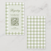Classic Elegant Green Gingham Baby Shower Registry Informatiekaartje (Voorkant / Achterkant)