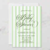 Classic Elegant Green Stripes Baby Shower Kaart (Voorkant)