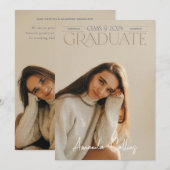 Classic & Elegant Headline Foto Afstudeerder Aanko Kaart (Voorkant / Achterkant)