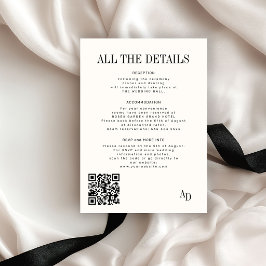 Classic elegant ivory old money wedding details informatiekaartje