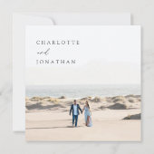 Classic Elegant Ivory Photo Square Weddenschap Kaart (Achterkant)