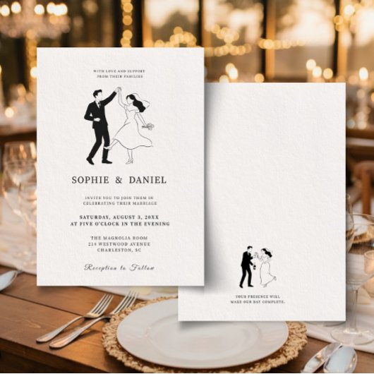 Classic Elegant Minimalist Hand Drawn Line Kaart