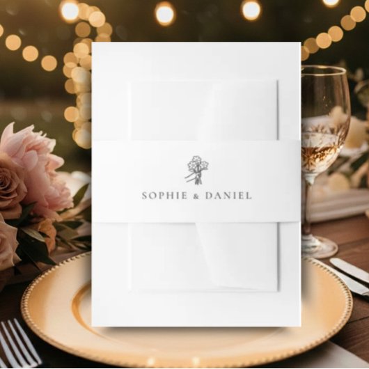 Classic Elegant Minimalist Hand Drawn Line Uitnodigingen Wikkel