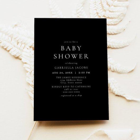 Classic Elegant minimalistisch zwart Baby shower Kaart